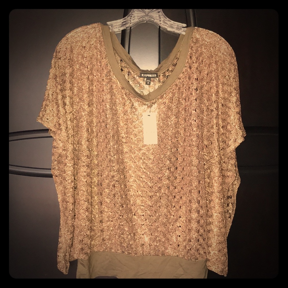 NEW! EXPRESS brown tunic-sleeve sweater. Size S.